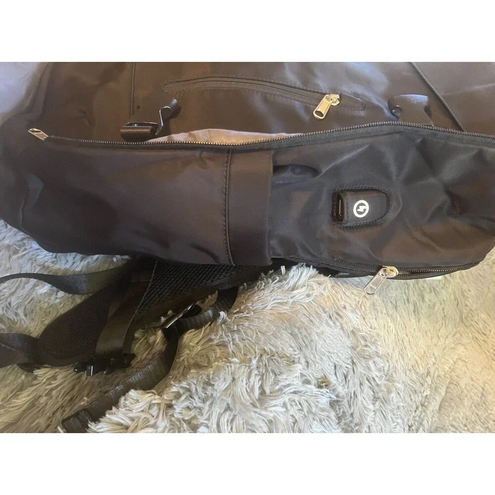Hiking/BackPack With USB 18x13x6” Multi Compartments Heavy Duty Black Book bag